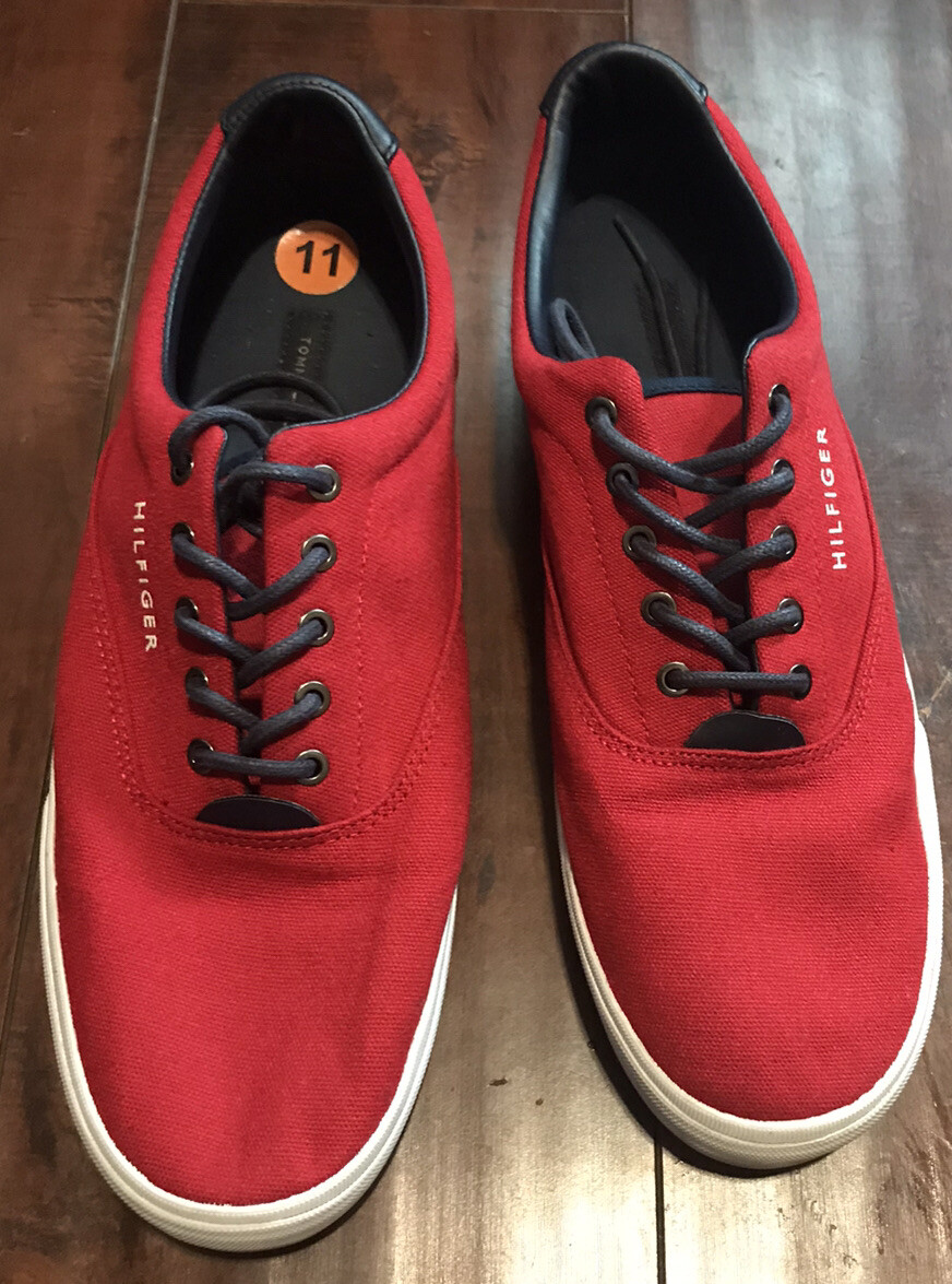 canvas shoes for men on Tommy Hilfiger Nyc Tm Palmer Red Canvas Shoes Mens Us Gem
