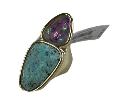 Kendra Scott Margot 14k Yellow Gold Plated Glass Stone Cocktail Ring 6 New $128 - Picture 2 of 7