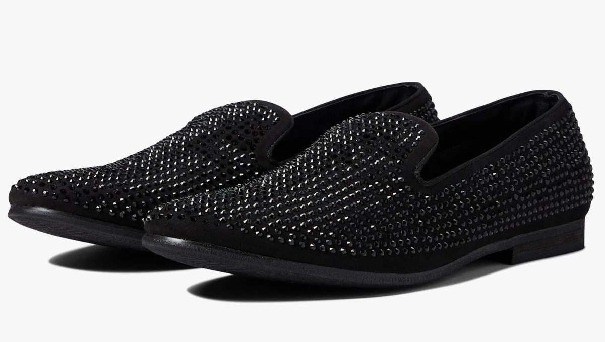 New! STEVE MADDEN CAVIRR BLACK 9.5/men/Slip-on. /Rhinestone  display picture 1