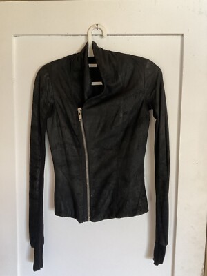 RICK OWENS Black LEATHER Jacket USA 4 ITA 38 | eBay