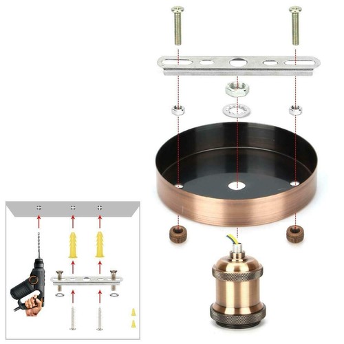 Lámpara de techo vintage retro montaje empotrado E27 soporte lámpara aplique candelabros - Imagen 8 de 33