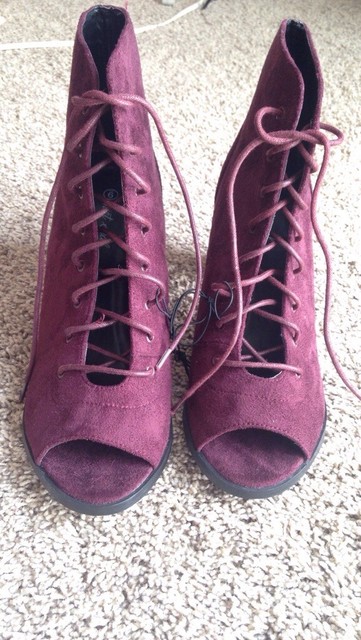open toe maroon heels