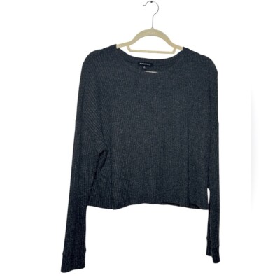 Beyond Yoga Women's Dark Gray Long Sleeve Waffle Knit Cropped Top Size XL