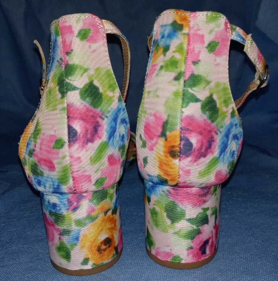 Zapatos Brash 11 Sandalias Naomi Mujer Floral Correa al Tobillo Tacón Bloque Cottagecore 11M Foto 2 de 4