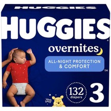 Huggies Overnites Nighttime Baby Diapers Sizes: 3--Size: 132 ct. 16 -28 lb 
