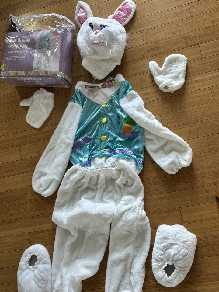 Deluxe Mascot Easter Bunny Costume Adult Standard 7 Piece - Image 2 of 4