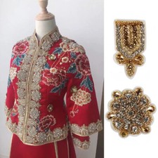 1PC Embroidered Epaulette Rhinestone Flower Applique Patch Sew on Crafts Costume