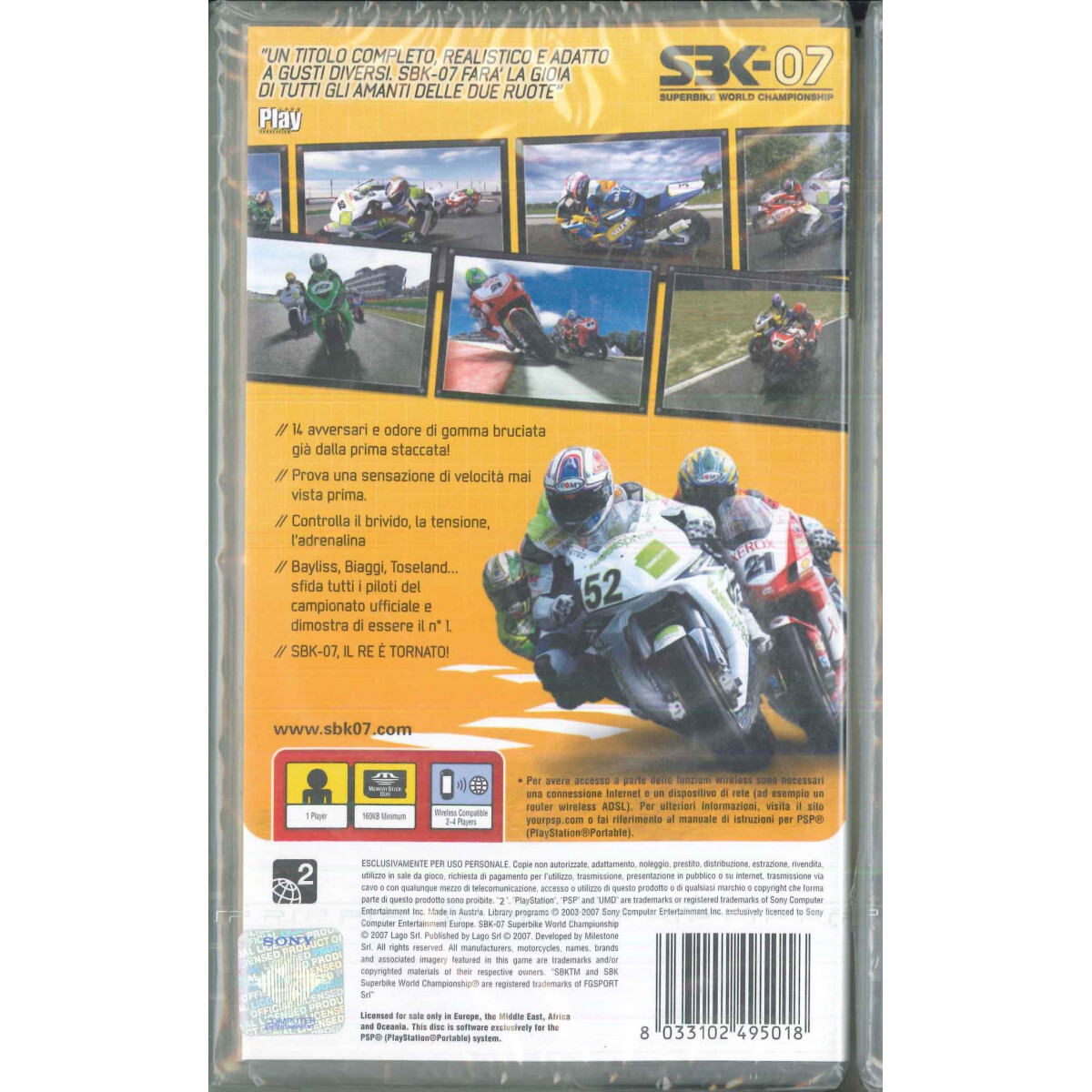 SBK 07 Superbike World Championship Videogioco PSP Black