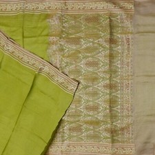 Vintage Green Sarees 100 Pure Silk Woven Indian Sari 5YD Decor Craft Fabric