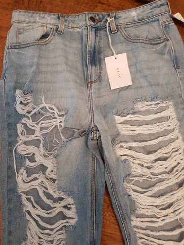 Forever 21 Jeans UK 13 W32 X 29L CELLO High Rise Straight Leg Distressed Denim - Picture 3 of 12