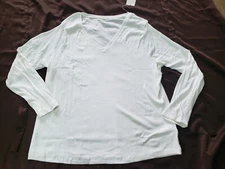 A New Day Plus Womens Long S. Tee, White Ribbed 2X 8400, 3X 8739, NWT, Free S&H