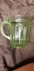 VTG A&J Glow in the Dark Green Uranium Depression Glass 32oz Pitcher 5.5" Tall