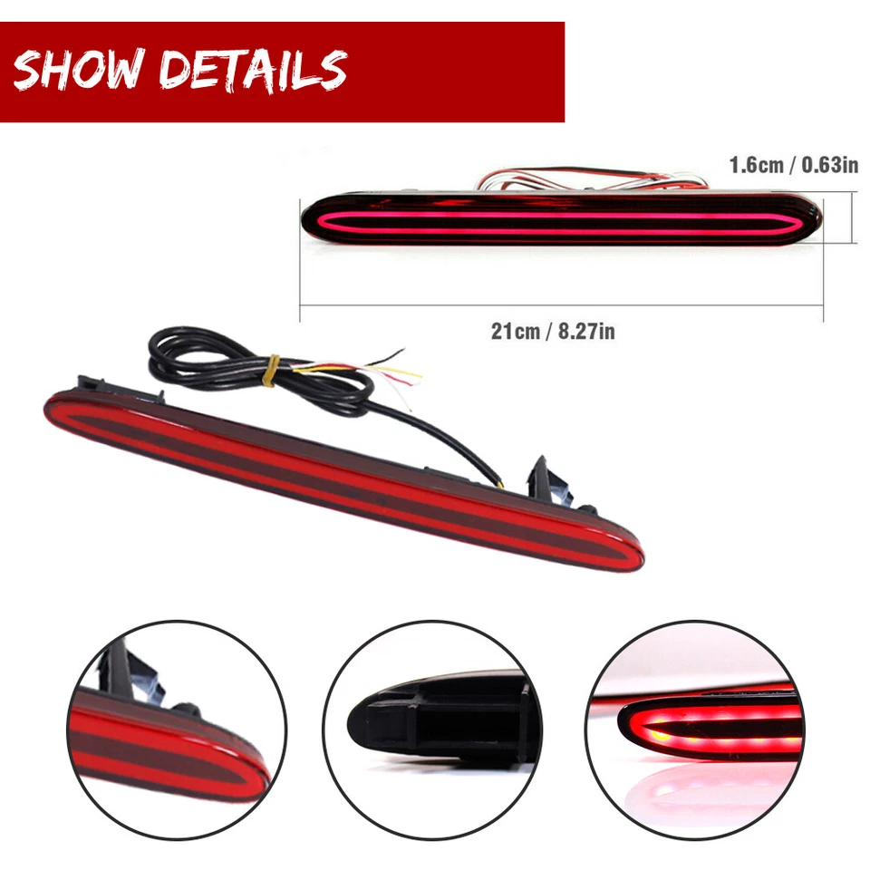 红色 LED 后保险杠反射器尾部制动信号灯适用于 2004 - 2008 讴歌 TSX — 第 4/4 张图片