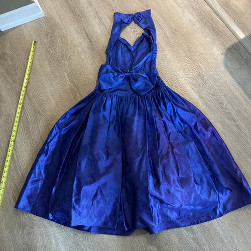 gunne sax dress vintage Prom Dress 80s Witchy Fairy Bow Blue Purple Sz 7 Small - Picture 15 of 17