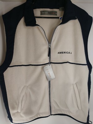 Perry Ellis Mens Jacket VEST White Blue Size L Full-Zip Front