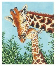 SP.ORDER  "Love Lasts Long" Mom  Baby Giraffe HP Needlepoint Canvas S. Gilmore