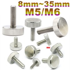M5/M6 Flat Head Knurled Thumb Screws 303 Stainless Steel Hand Bolts 8mm to 35mm