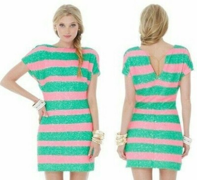 pink and green sequin jersey dress Lilly Pulitzer Ames Colorblock Tropical Pin Cucina Stripe umgee
