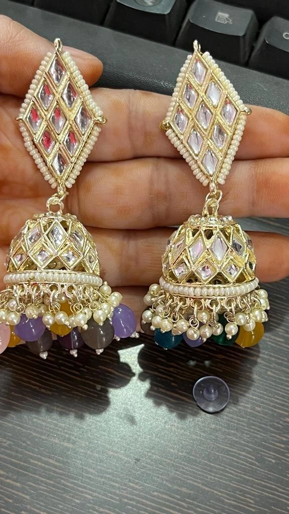 Pearl jhumka earrings gold outlet