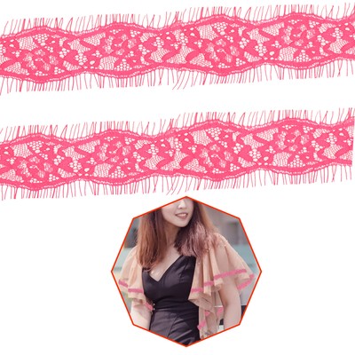 Metre 38mm Pink Delicate Flower Lace Ribbon Trim