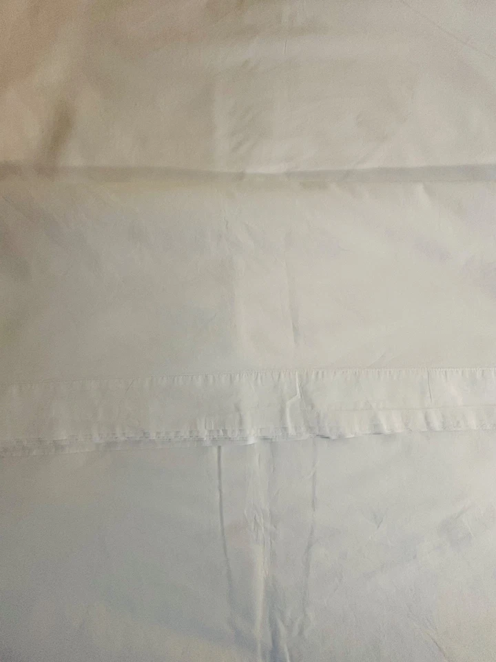 Sábana plana West Elm Queen blanca crujiente 100 % algodón orgánico ecológica 105x96 Foto 2 de 4