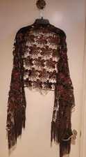 Sequin  Fringe Brown Shawl Wrap