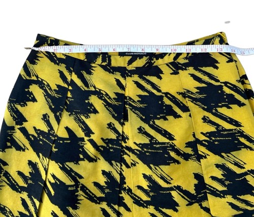 Club Monaco Black & Yellow Abstract Pleated Lined Mini Skirt, Size 00, Preppy - Picture 3 of 5
