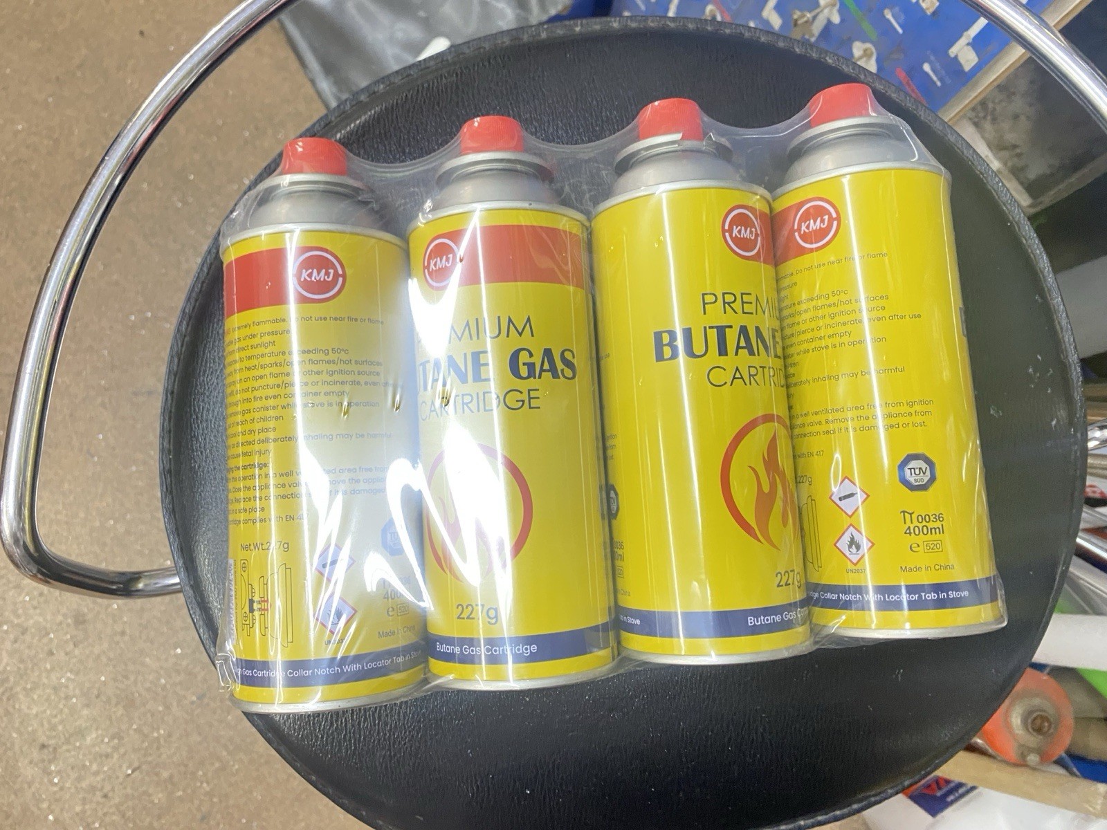 Cartucho de gas butano Bunsen quemador estufa de camping 227 g paquete de 4