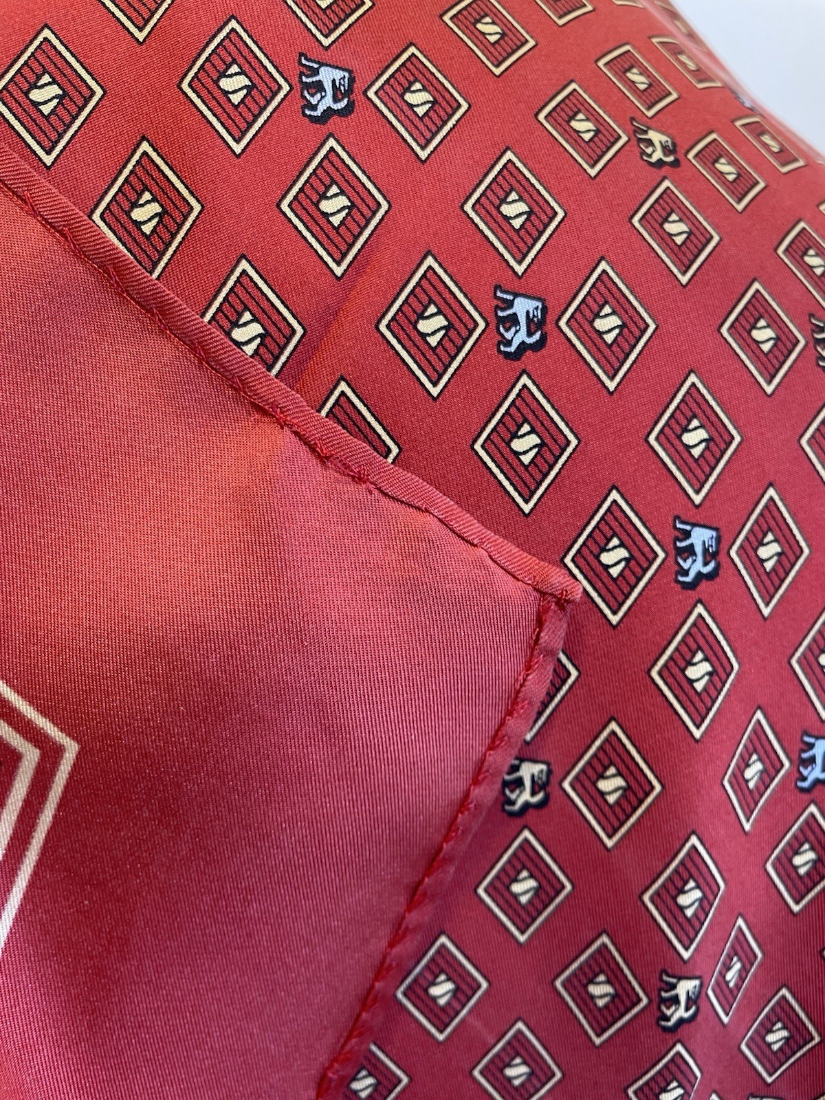 Wolfsburg Red Geometric Pattern Square Scarf Band… - image 4