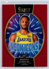 2024-25 Panini Select #2 Bronny James Jr. Neon Icons Red Prizms Lakers