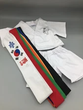 Build-A-Bear BABW Tae Kwon Do Outfit 7 Colored Belts Bear Clothing Martial Arts