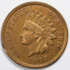 1907 Indian Head Penny Cent Extremely Fine (XF) (Cleaned)