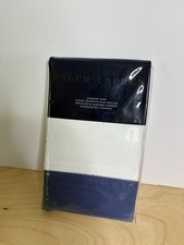 Ralph Lauren Langdon Sateen Standard Pillow Sham 100 Cotton White Blue