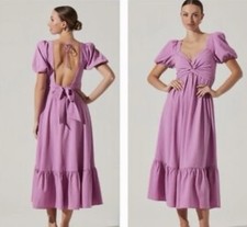 ASTR THE LABEL Anthropologie Tie Back Puff Sleeve Ruffle Dress size XS/S NWOT