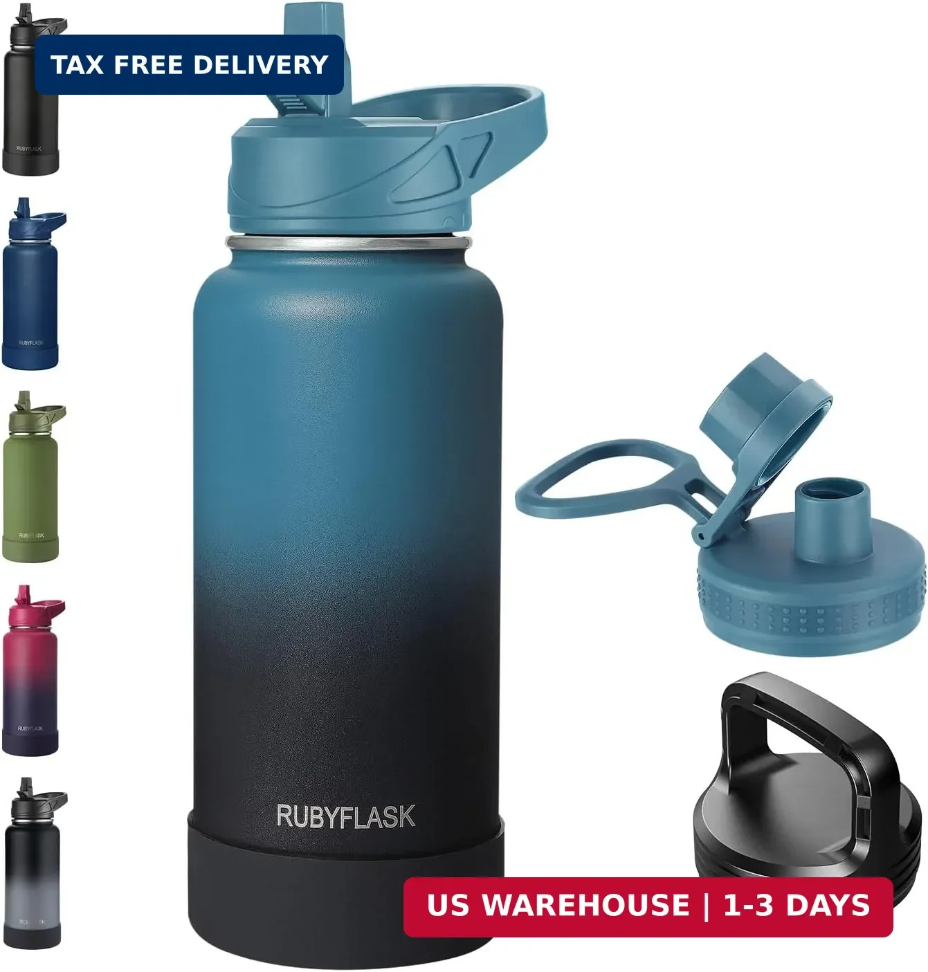 32oz Insulated Water Bottle with Straw, Stainless Steel Meta