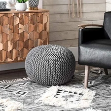  Ling Round Knit Ottoman Pouf 