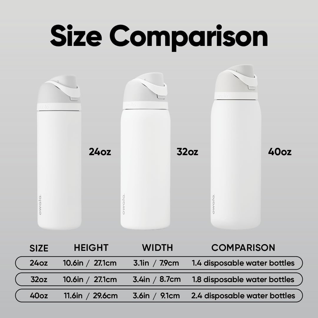Owala FreeSip Insulated Stainless Steel Water Bottle Straw BPA-Free Travel Sport