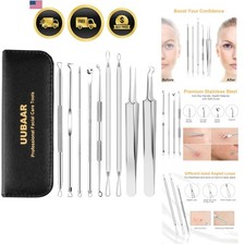 9PCS Blackhead Remover Tools, Pimple Popper Tool Kit with 2 Tweezers, 304 Sta...