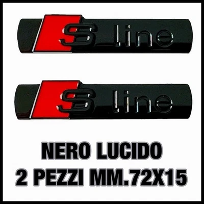 S LINE LOGO STEMMA LATERALE NERO LUCIDO ADESIVO PER AUDI A1 A2 A3 A4 A5 A6 A7