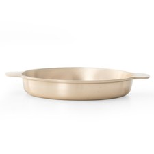 Korean Bangjja Yugi Brass Two-Handle Plate Kwangmyung Yugi Handmade Bronze Dish