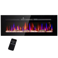 HOMCOM 50" Electric Fireplace Recessed and Wall Mounted with Remote Control,1500
