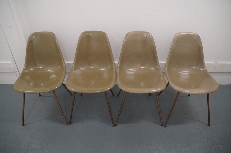 HERMAN MILLER (Lot of 4) Rare Vintage Fiberglass Chairs, by Charles & Ray Eames