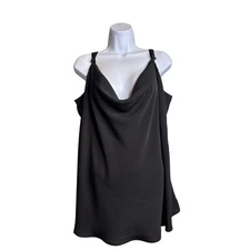 City Chic Black Cowl Neck Sleeveless Top Sz 20 Adjustable Strap Camisole Layers