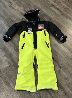 BinkyBro Quiksilver Neon Yellow Black Ski Snowsuit Hooded Lined Zip 2T