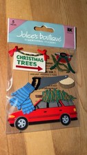 RARE Jolees Fresh Tree Cutting Christmas Stand Car Saw Gloves Scrapbook Stickers