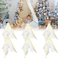 6 Packs Teepee Tent for Kids with 10ft String Lights, Indoor Play 6PCS White