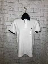 Tommy Hilfiger Polo Shirt Sz S White Short Sleeve Solid Logo Button