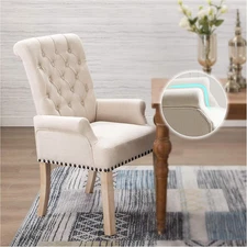 Upholstered Fabric Accent Dining Chair, Elegant Tufted Club Dining Room Kitchen