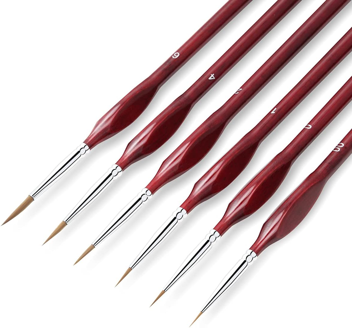 Fine Detail Paint Brush Set 6Pcs Tip Professional Artist Miniature Paint Brushes