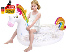 JOYIN Wasser Pool Luftmatratze Kinder, Aufblasbare Einhorn Pool Flo&szlig; Mit Glitzer